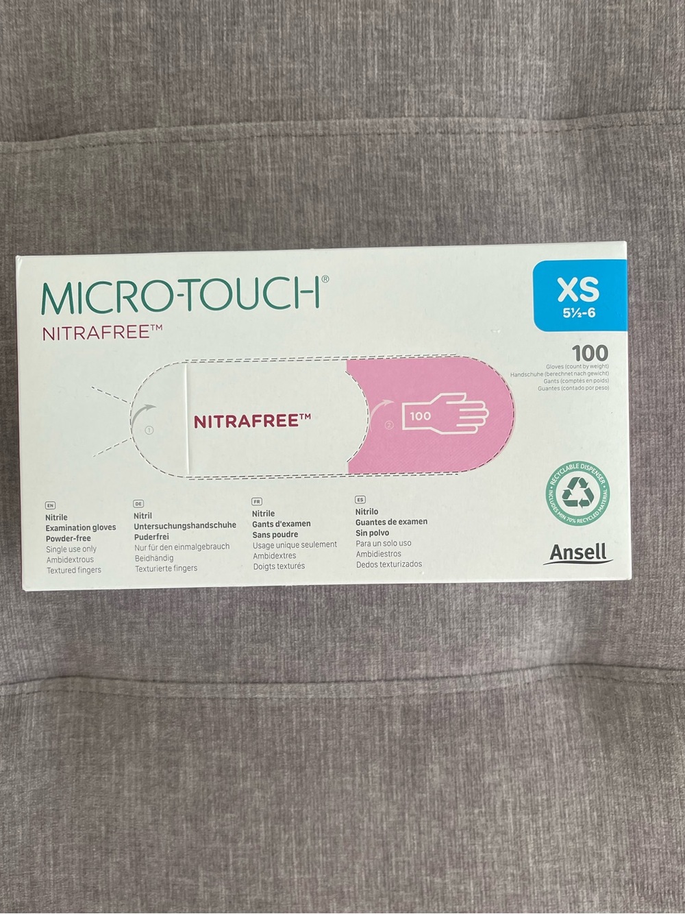 Micro-Touch Nitrafree Pink Nitrile Examination Gloves disposable Size XS